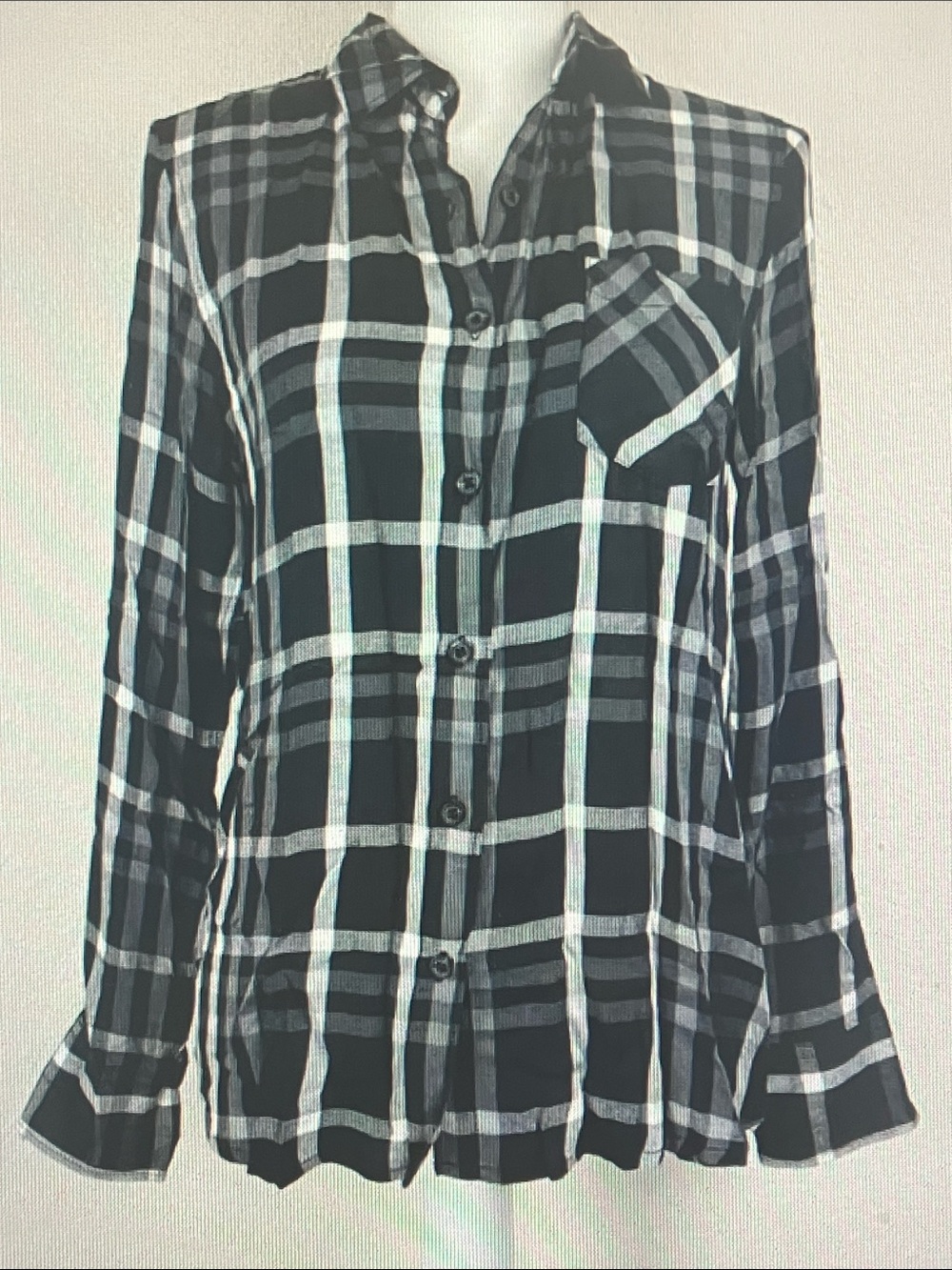 Woolrich Black and White Plaid Women's Button-Down Shirt
